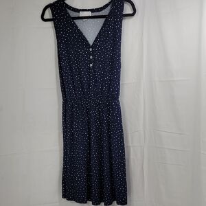 French Grey Blue V-Neck Sleeveless Midi Dress